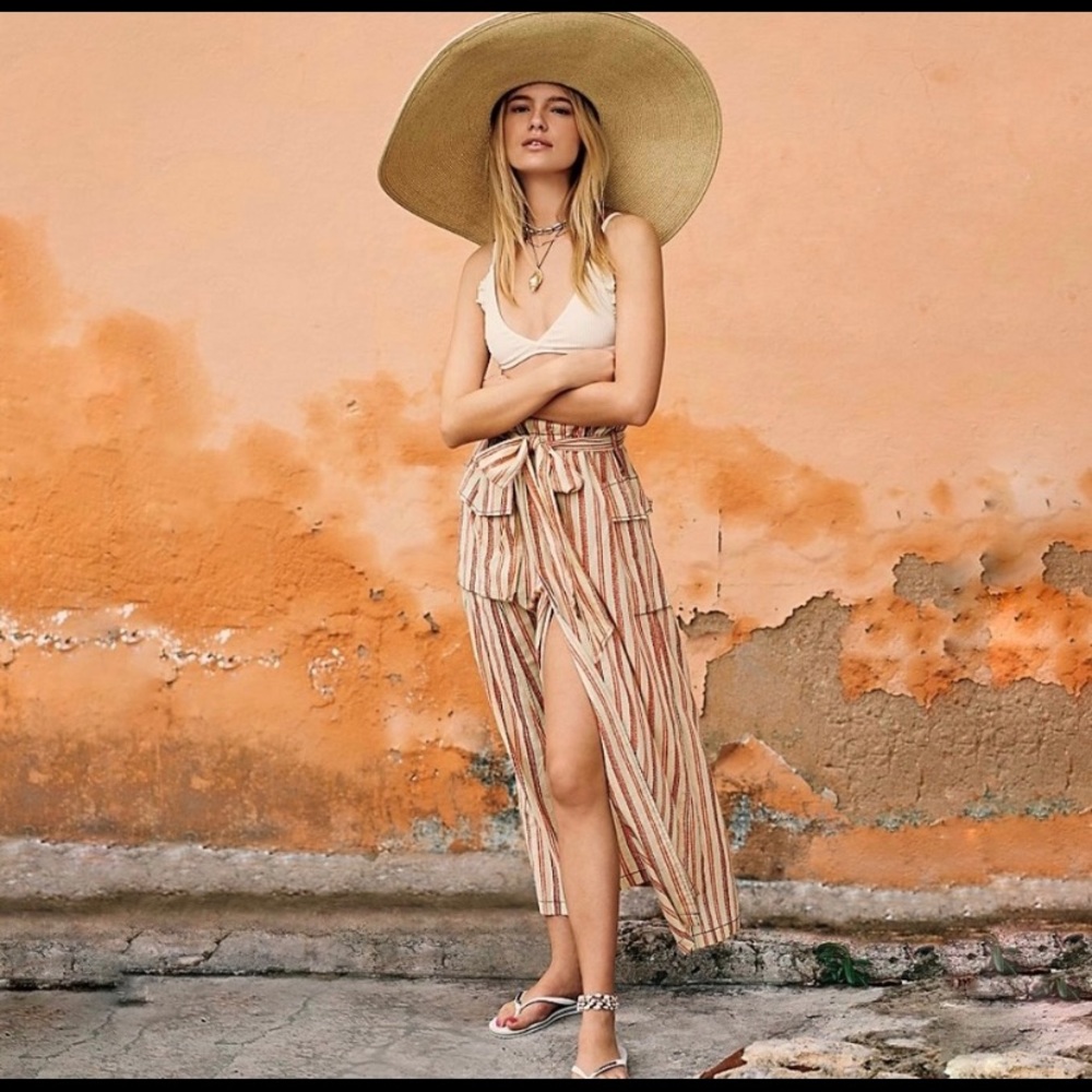 Free People Natalia striped skirt wrap cotton NWOT